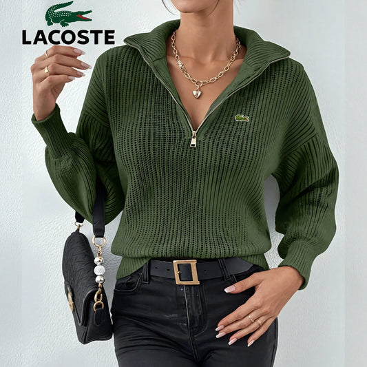 LC™ – Maglione verde con zip in maglia strutturata